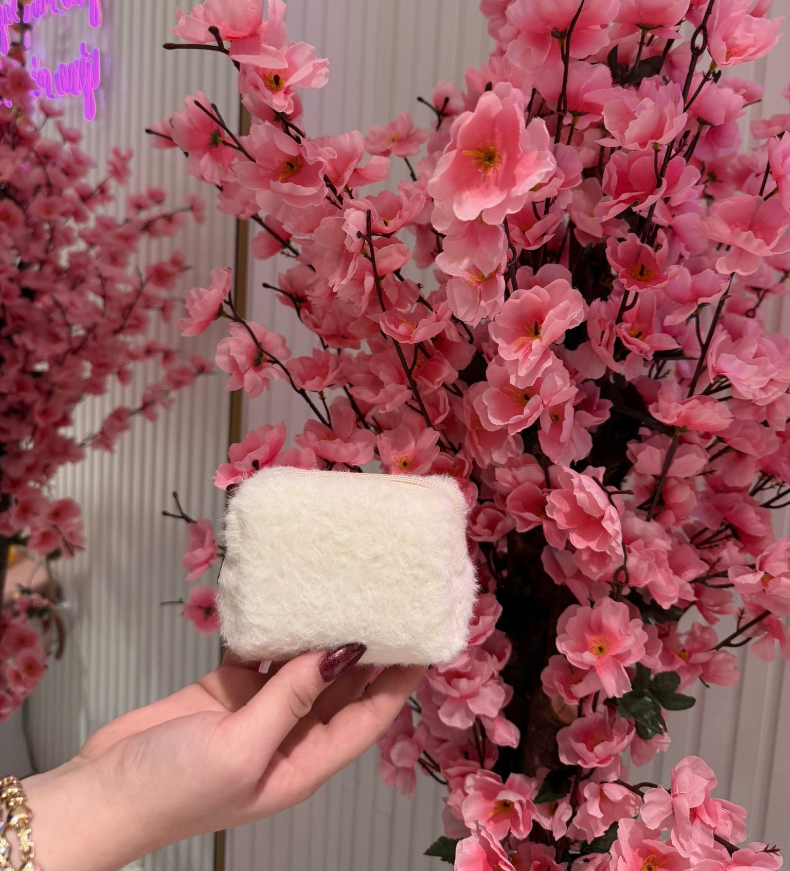 Küçük Peluş Çanta Beyaz