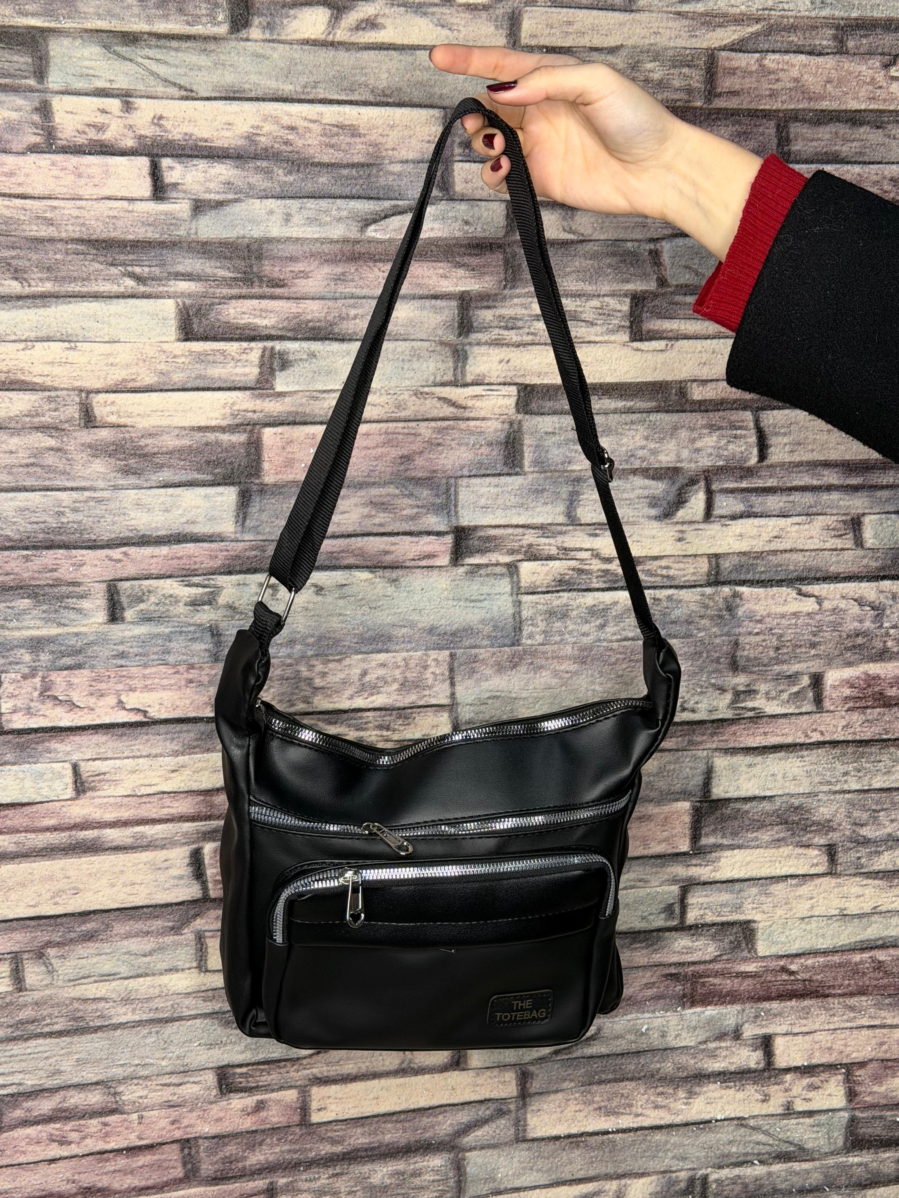 Siyah Tonlarında Çok Gözlü Tote Omuz Çantası (Ürün No:1)