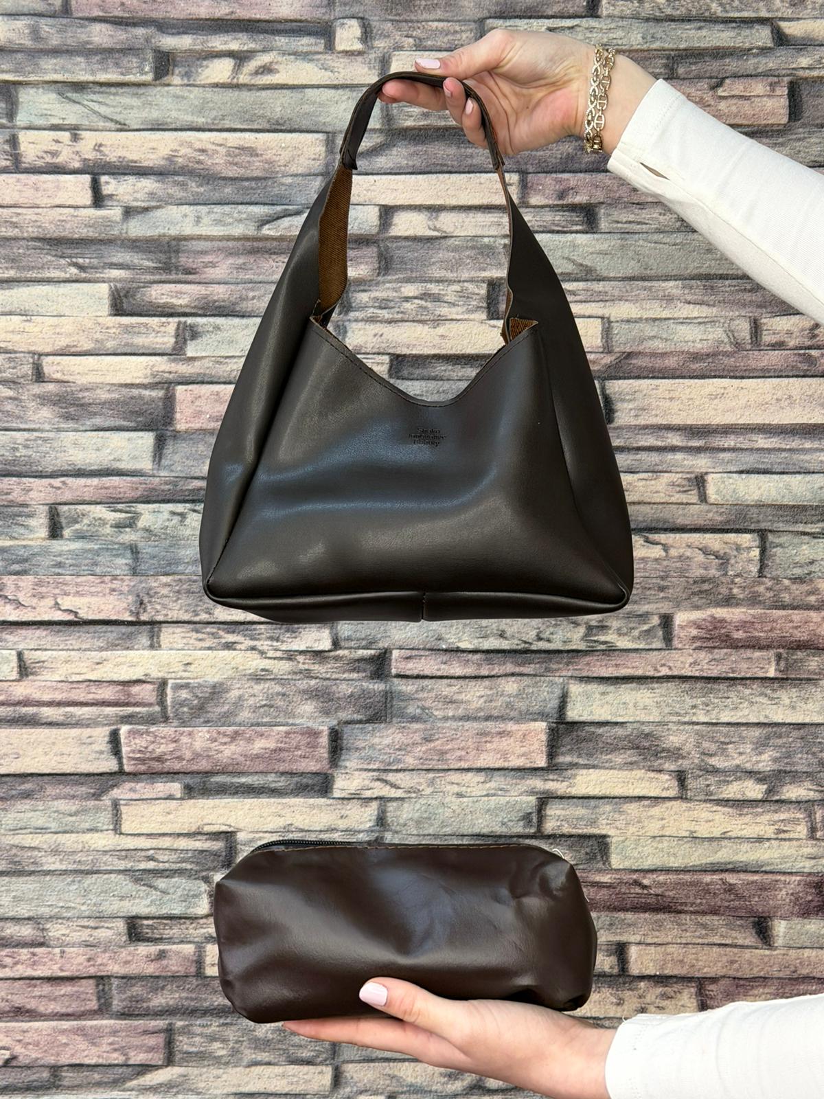 Acı Kahve Modern Omuz Çantası (Hediyeli) (Ürün No:164)